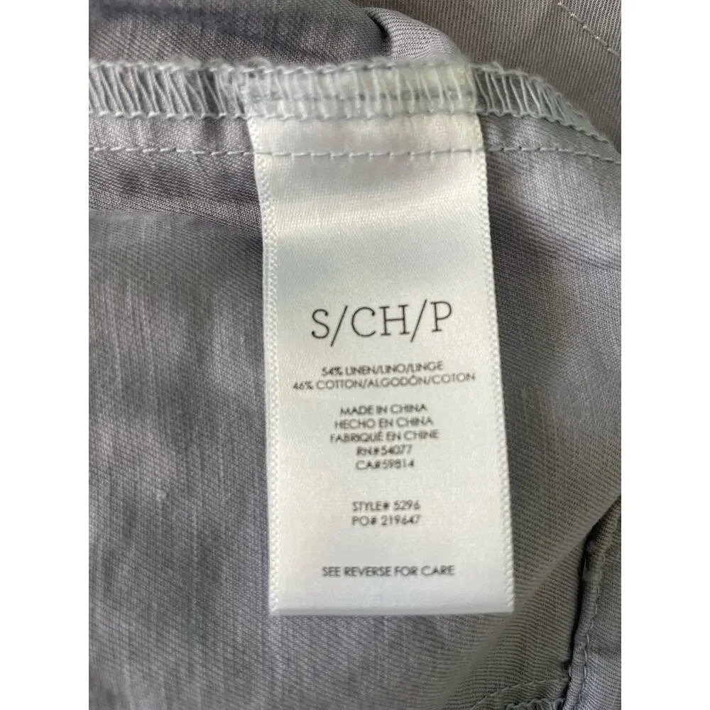 Cabi Tanner Trench Coat Linen Cotton Blend in Silver Lake Size Small